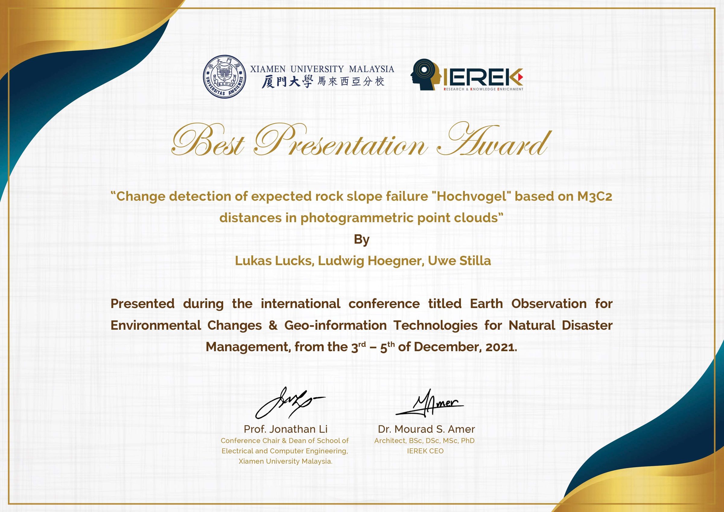 Lucks et al.(2021) Best Presentation Award