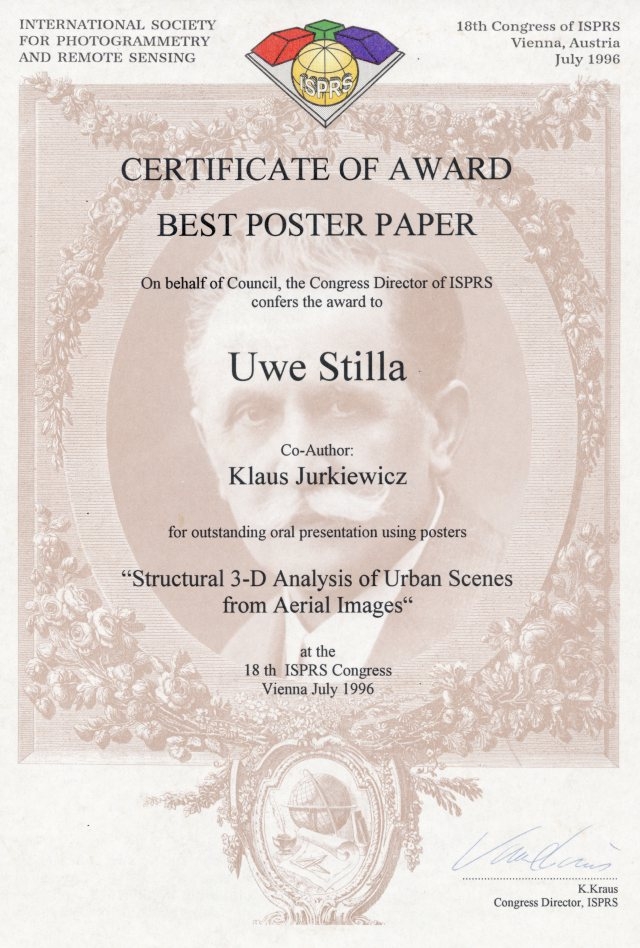 Stilla U, Jurkiewicz(1996) ISPRS Congress 1996, Best Poster Paper